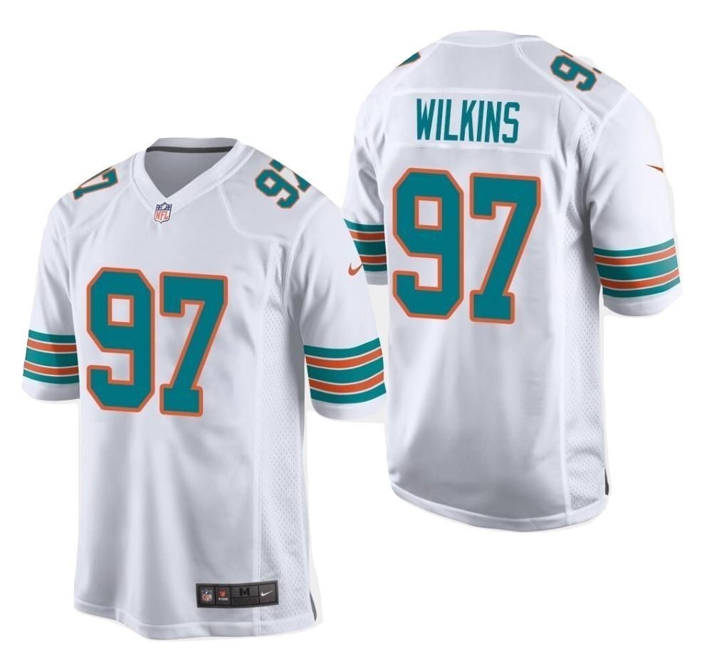 Men Miami Dolphins 97 Christian Wilkins Nike White Game NFL Jersey